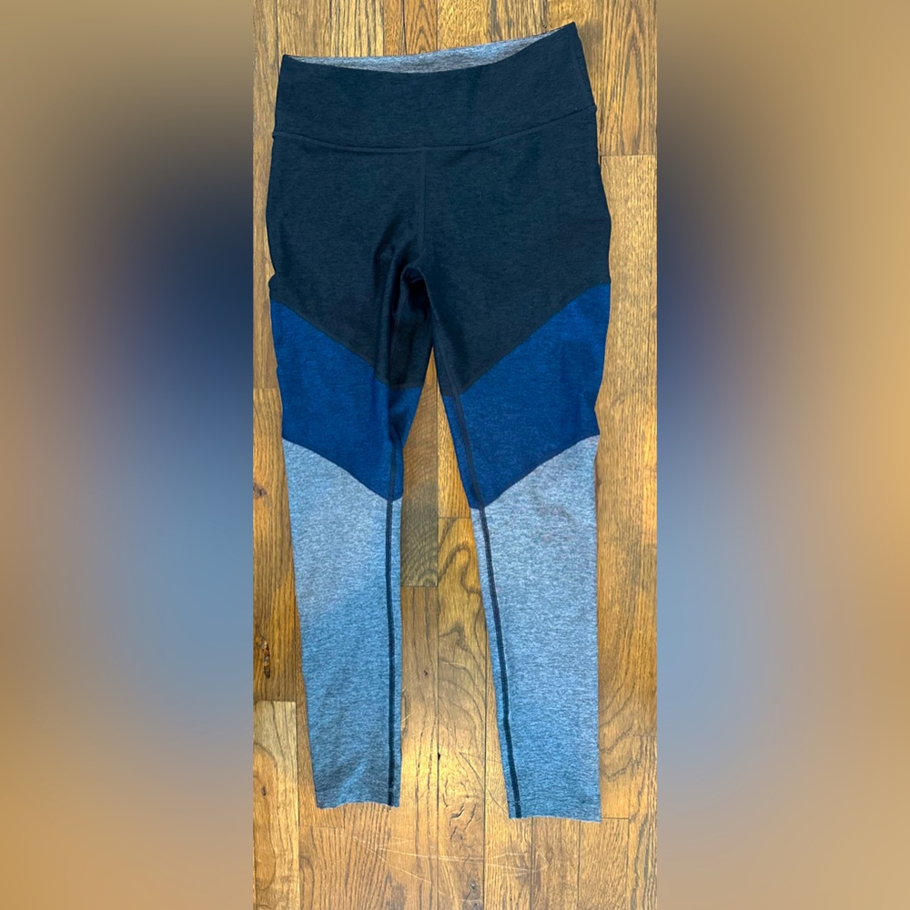 Outdoor Voice Blue Color Block Springs 7/8 Sweat Wicking Workout Leggings size s
